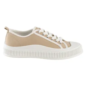 Dark beige women's sneakers on the platform