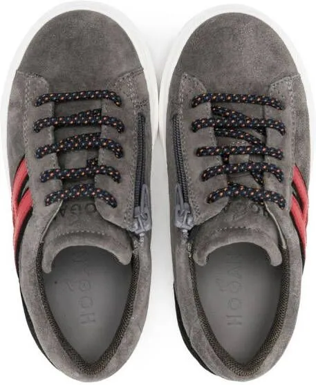 Hogan Kids suede logo-patch sneakers Grey