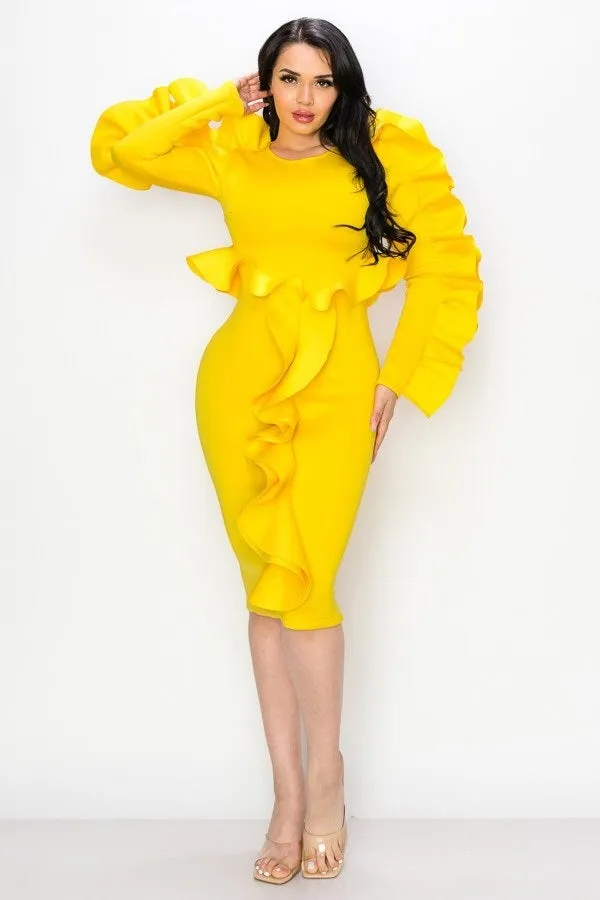 Ruffle Scuba Dress