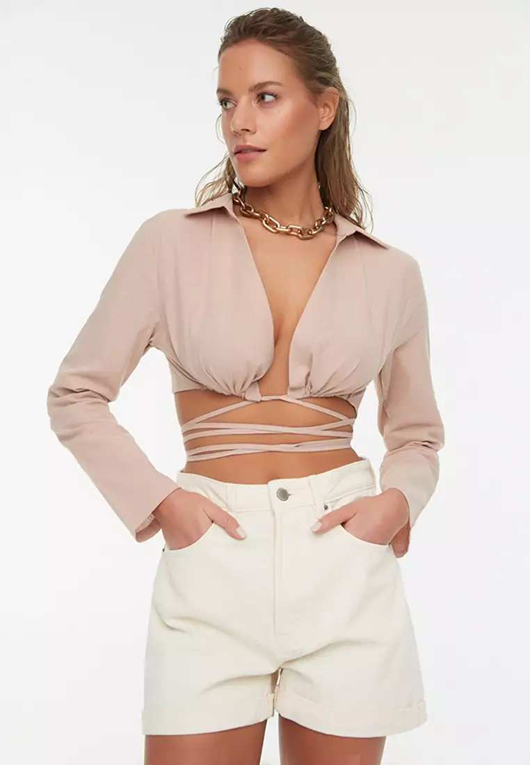 Trendyol Tie Detailed Beach Blouse